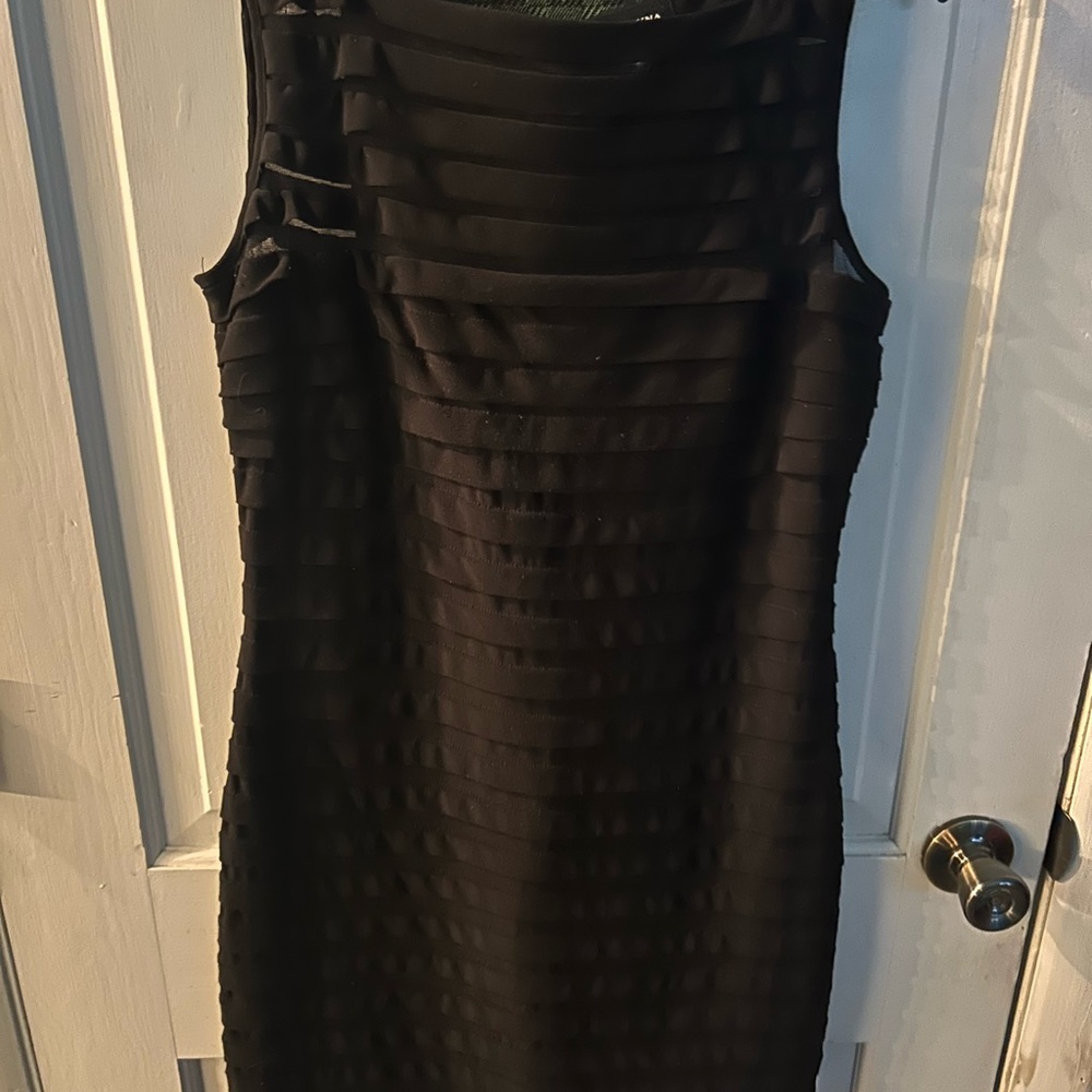 Adrianna Papell Black Textured Mini Dress